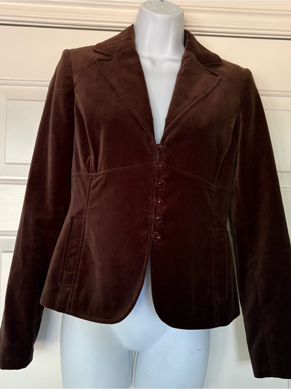Vintage Axcess (Liz Claiborne) Brown Velvet Tailored Blazer Jacket, Sz 4